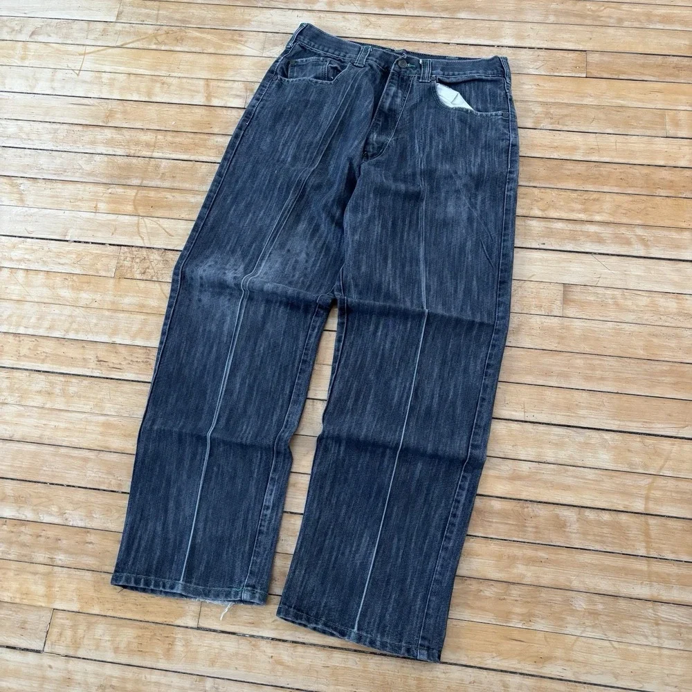 Y2K Risk Denim Baggy Skater Jeans Fits Mens 32x31 Black Faded Grunge Hip Hop